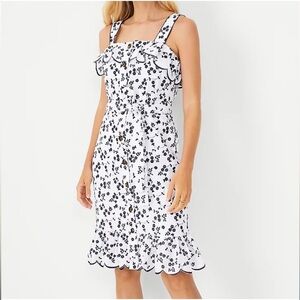 Floral Embroidered Ruffle Cotton Dress M